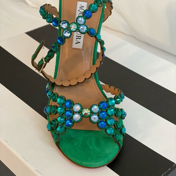 Aquazurra Tequila Embellished Suede Sandals - Picture 8 of 10